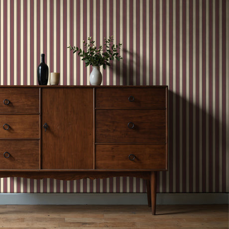 Regal Stripes | Sophisticated Classic Mauve & Cream Striped Wallpaper Wallpaper Sckribbles