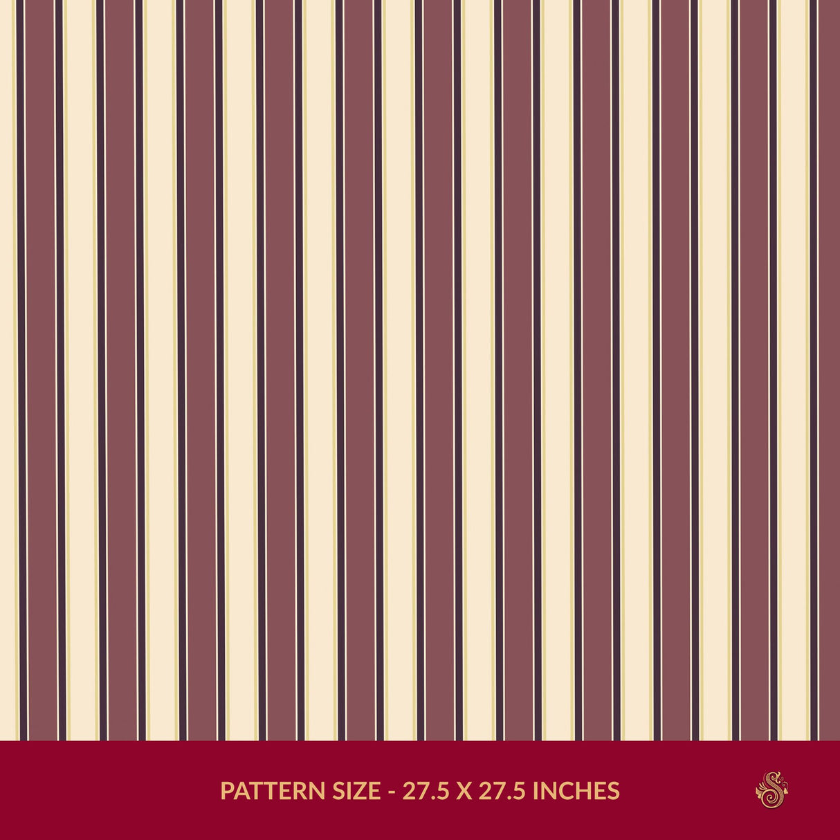 Regal Stripes | Sophisticated Classic Mauve & Cream Striped Wallpaper Wallpaper Sckribbles Signature - Premium Non-Woven Roll - 27.5 in x 32.8 ft (70 cm × 10 m)