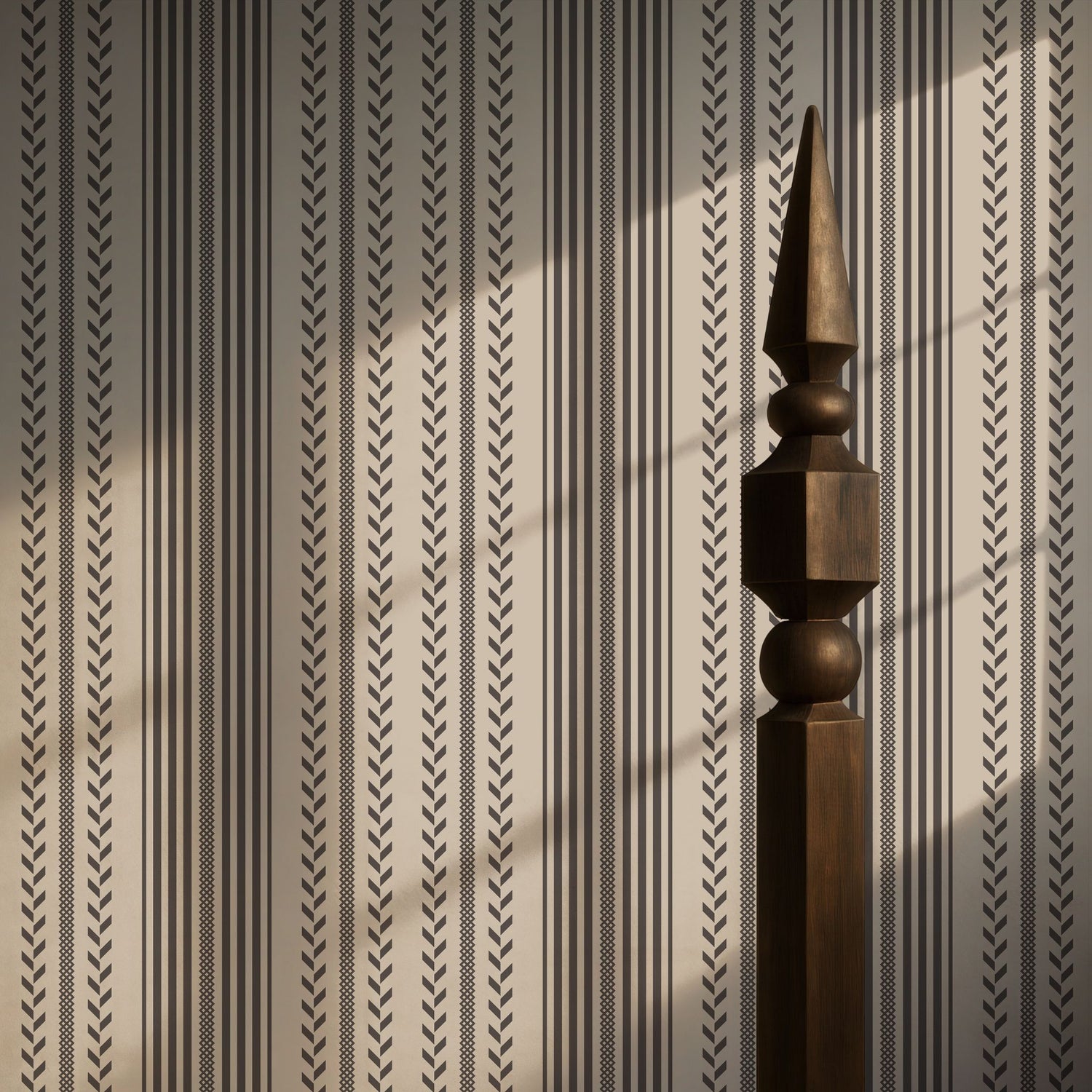 Cottage Charm | Classic Neutral Beige Striped Traditional Wallpaper Wallpaper Sckribbles