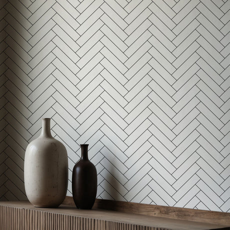 Classic Sub | Timeless Minimalist Geometrical Subway Tiles Wallpaper Wallpaper Sckribbles