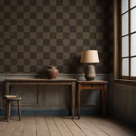 Subtle Grids | Neutral Muted Faded Classic Checkered Wallpaper Wallpaper Sckribbles