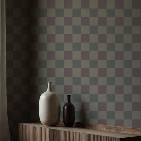 Subtle Grids | Neutral Muted Faded Classic Checkered Wallpaper Wallpaper Sckribbles