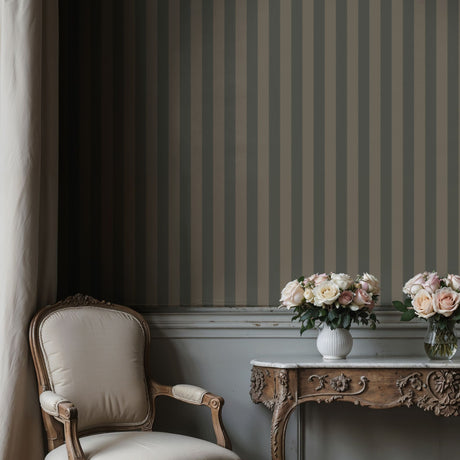 Subtle Stripes | Classic Muted Old-World Understated Striped Wallpaper Wallpaper Sckribbles