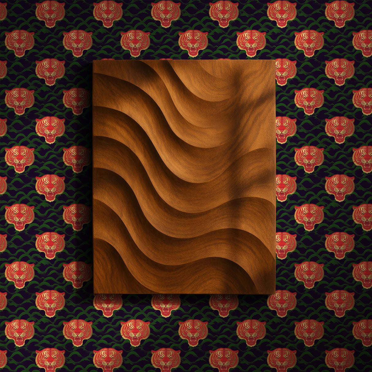 Regal Roar | Bright Colorful Asian Tiger Maximalist Wallpaper Wallpaper Sckribbles