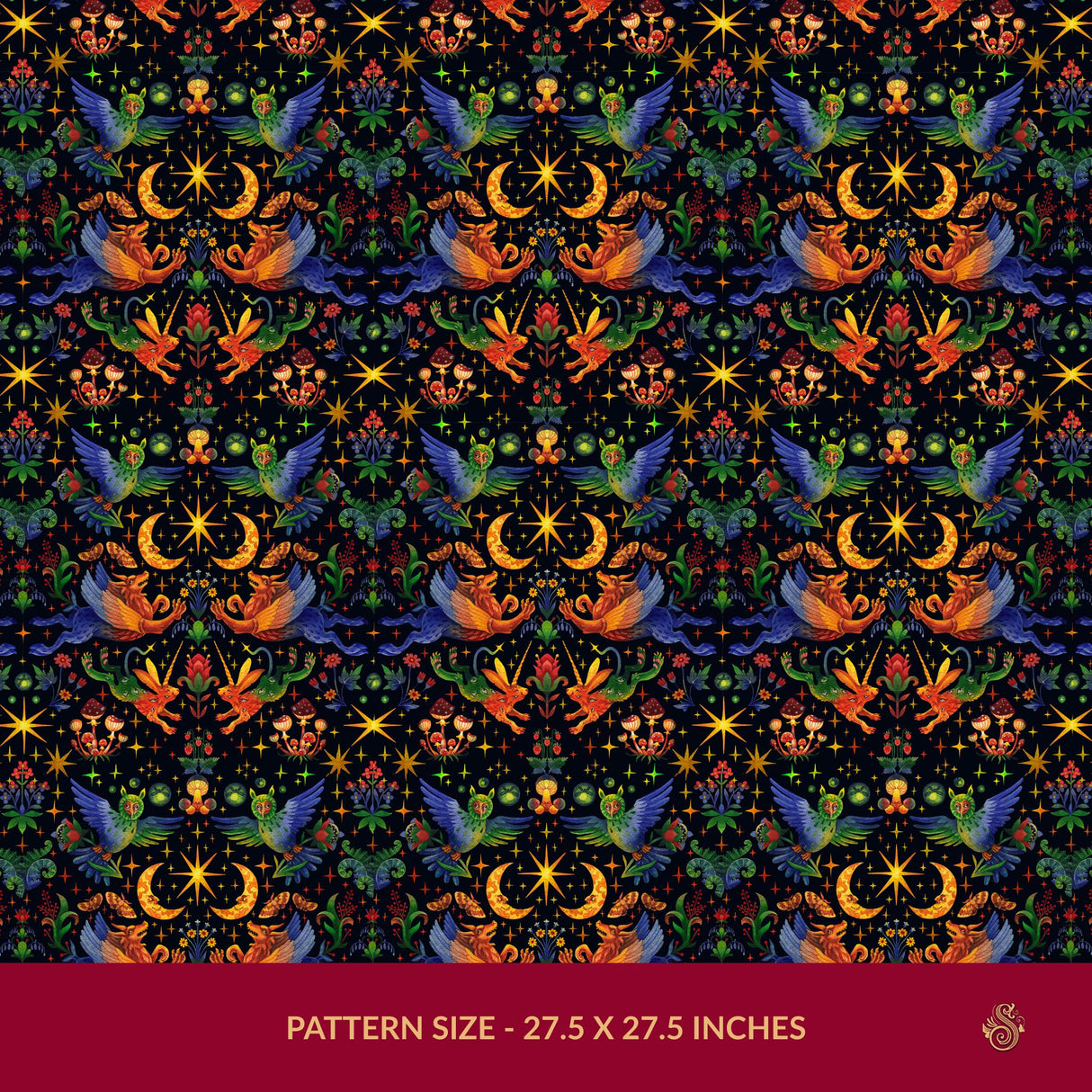 Starlit Wildings | Bright & Colorful Mythical Creatures Wallpaper Wallpaper Sckribbles