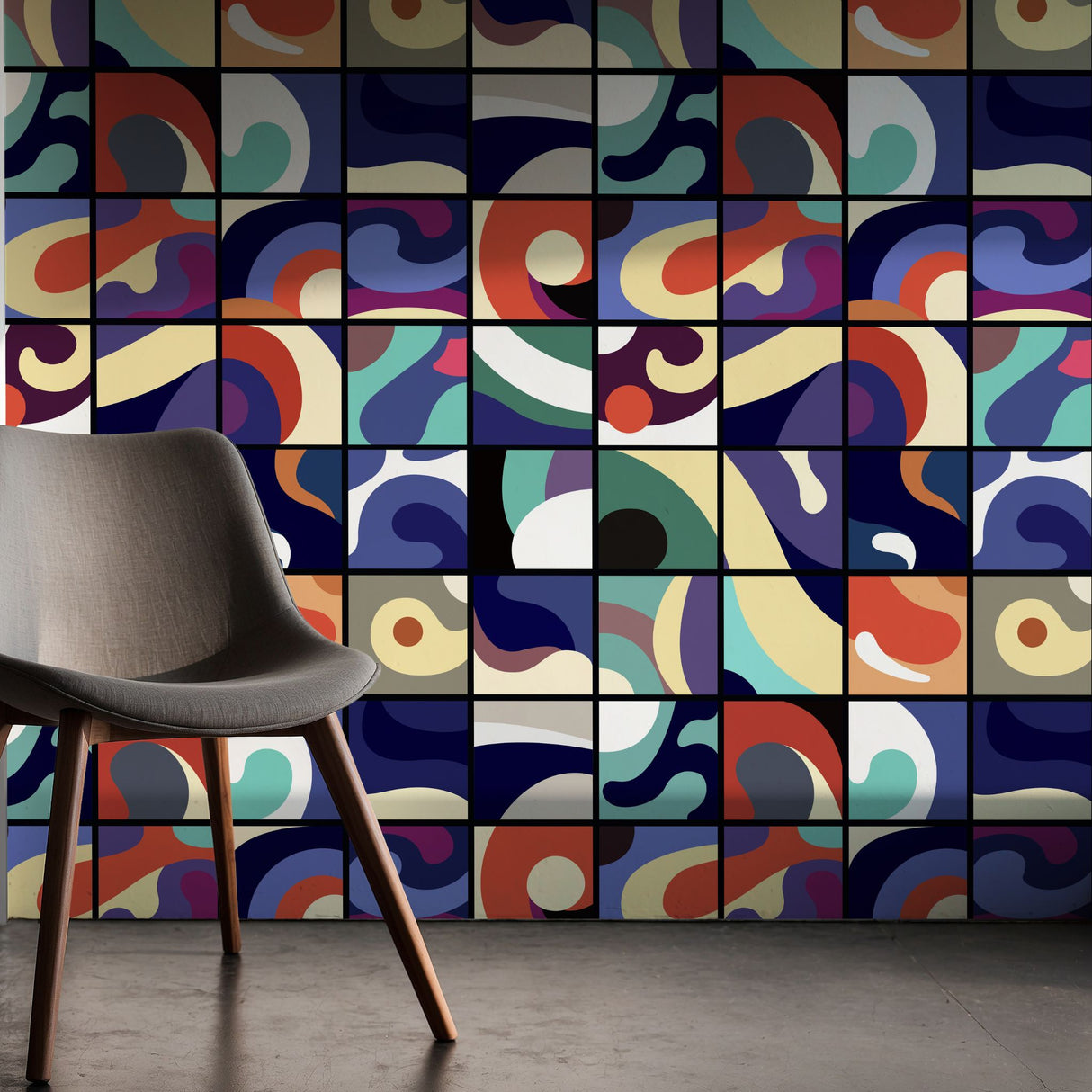 Block Party | Colorful Abstract Maximalist Geometrical Wallpaper Wallpaper Sckribbles