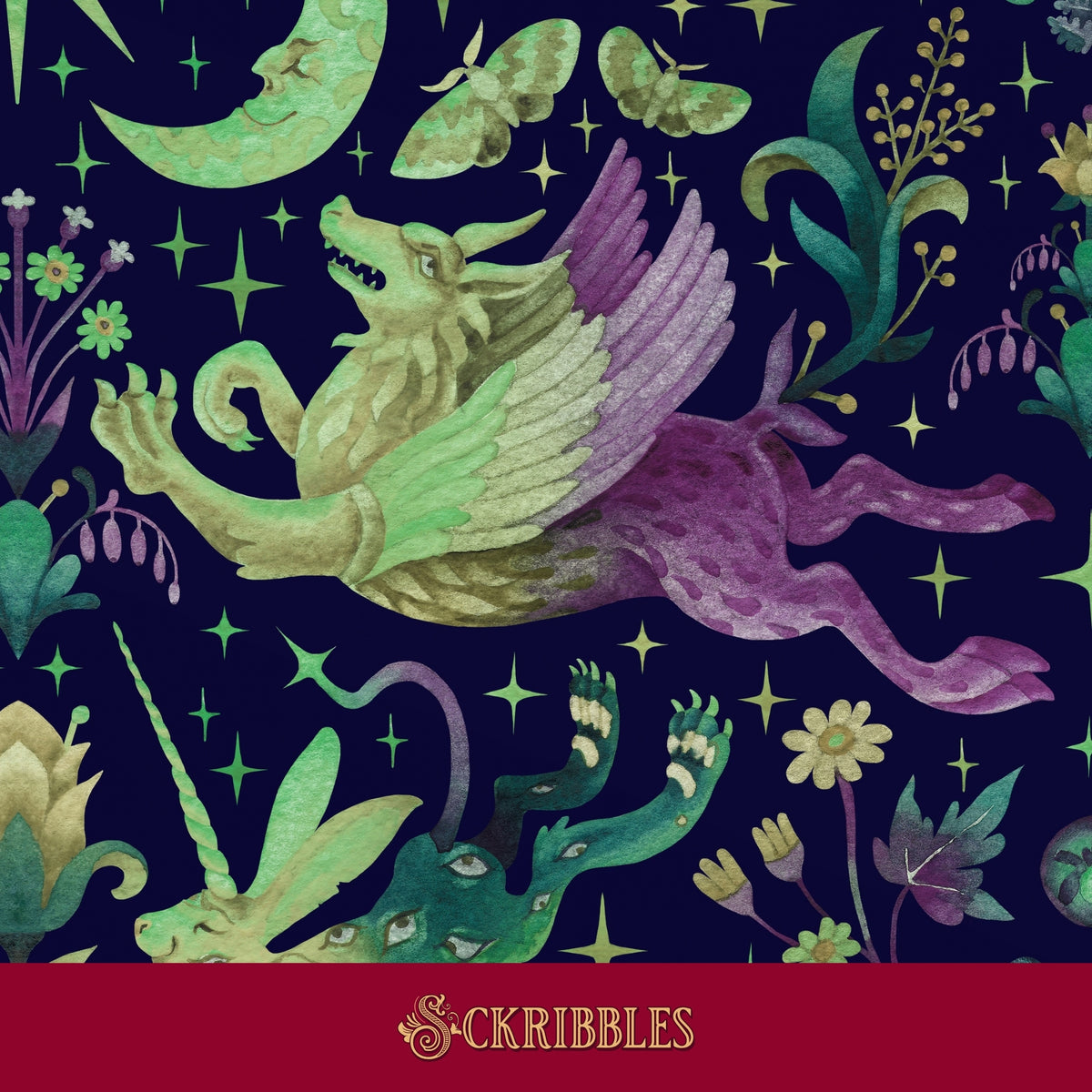 Starlit Wildings | Colorful Mythical Creatures Wallpaper