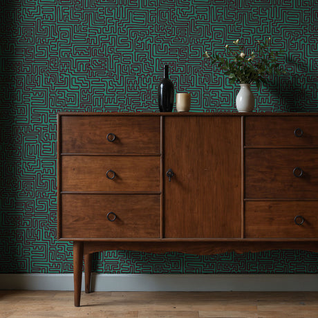Maximalist Swirls | Cool Trendy Squiggly Bold Maze Wallpaper Wallpaper Sckribbles