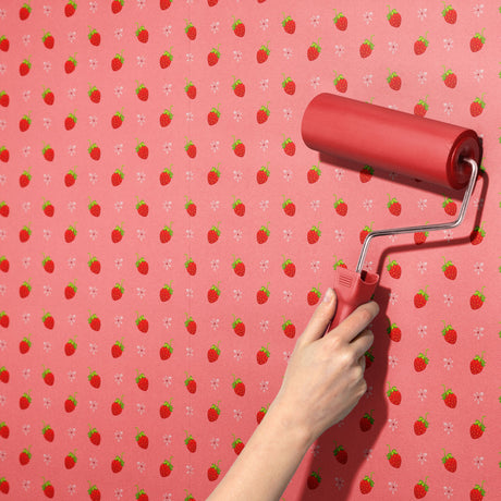 Berry Sweet | Pink Coquette Strawberry Wallpaper for Girl's Room Wallpaper Sckribbles