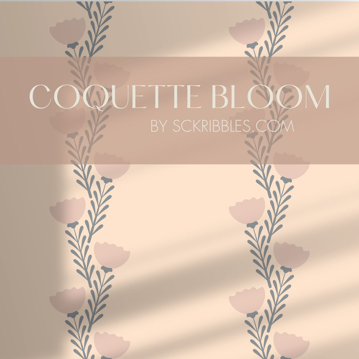Coquette Bloom | Sweet Feminine Pink Striped Floral Wallpaper Wallpaper Sckribbles
