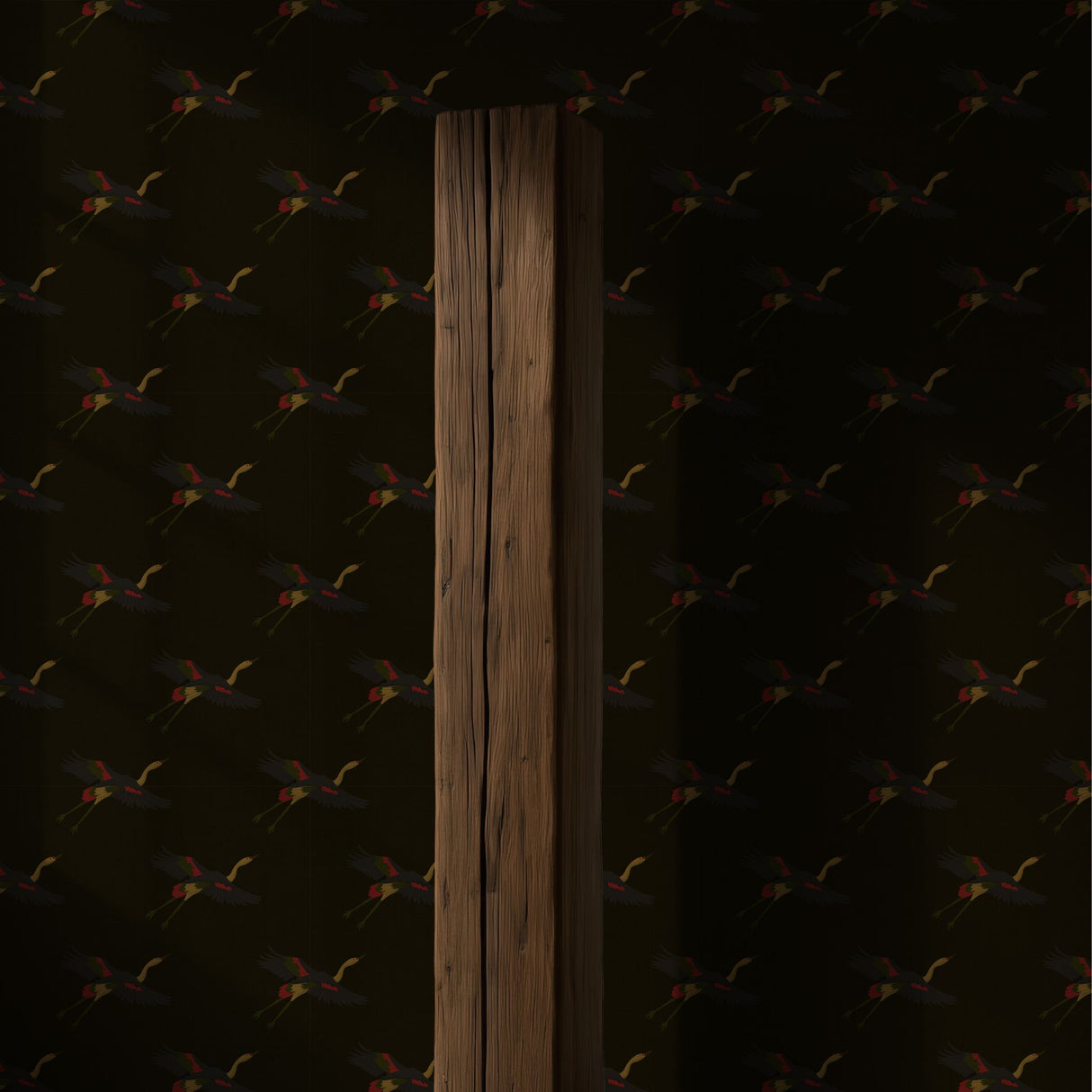 Taking Flight | Dark Moody Brown Asian Crane Wallpaper Wallpaper Sckribbles