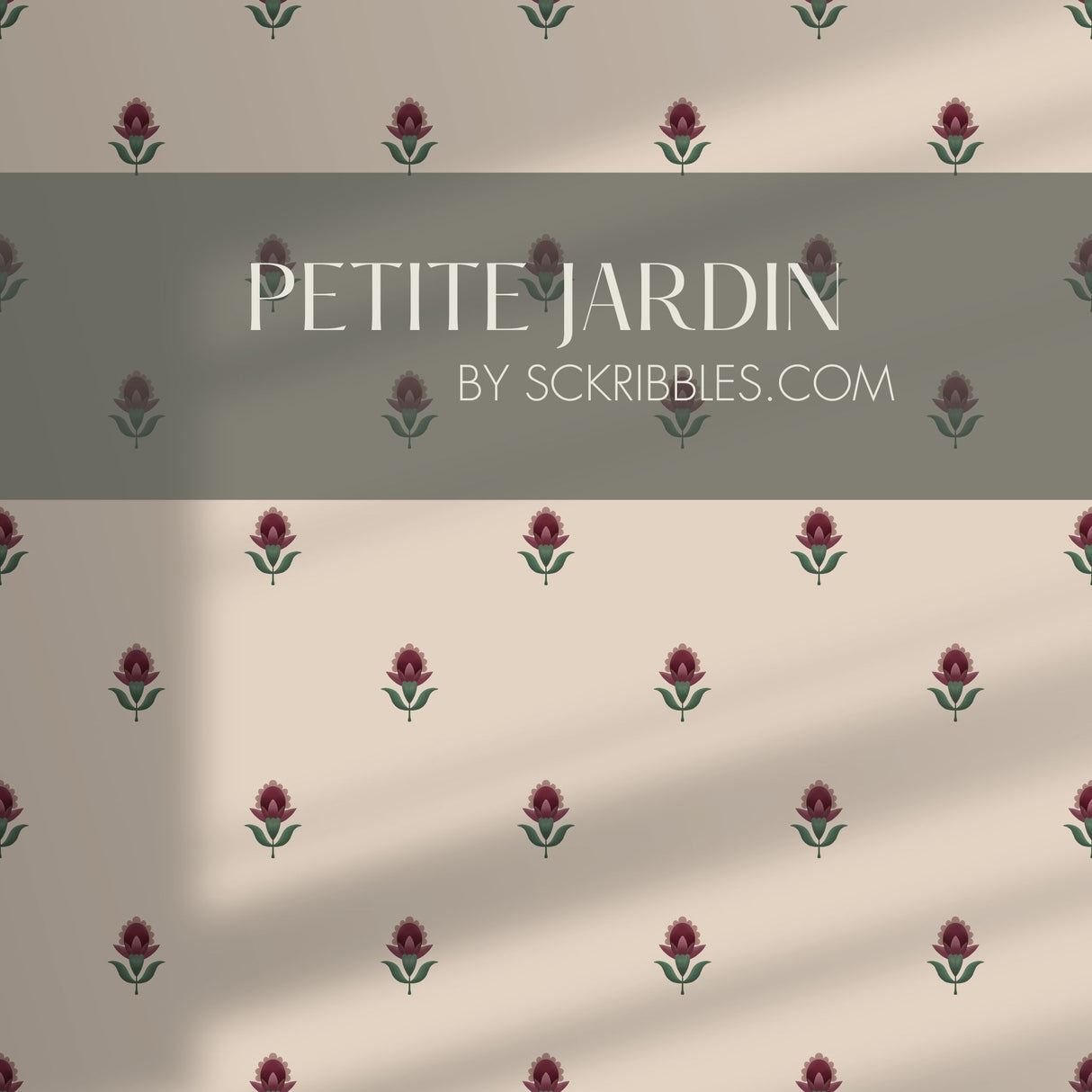 Petite Jardin | Elegant Pretty Pink & Cream Flower Wallpaper Wallpaper Sckribbles