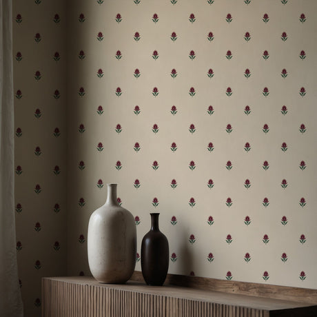 Petite Jardin | Elegant Pretty Pink & Cream Flower Wallpaper Wallpaper Sckribbles