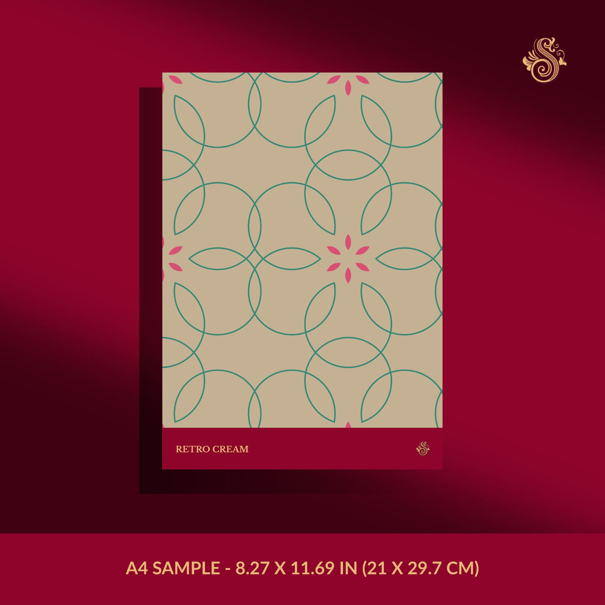 Bloomatrix | Geometrical Floral Retro Wallpaper Wallpaper Sckribbles Signature - Premium Non-Woven A4 Sample - 8.27 × 11.69 in (21 × 29.7 cm) Retro Cream