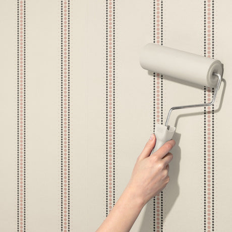 Romantic Spots | Feminine Cream Spotty Vertical Striped Wallpaper Wallpaper Sckribbles