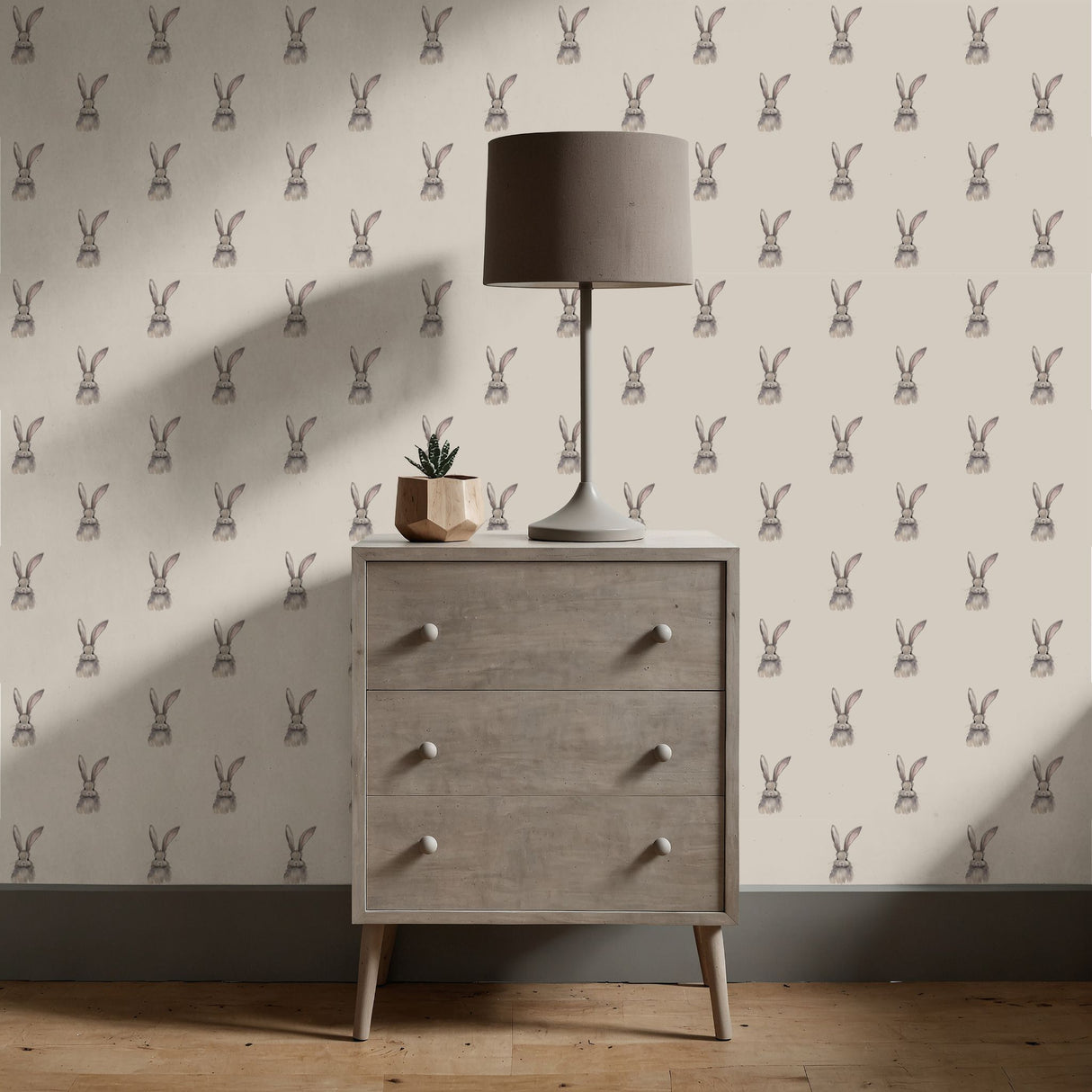 Gentle Hoppers | Cute Neutral Baby Bunny Nursery Wallpaper Wallpaper Sckribbles