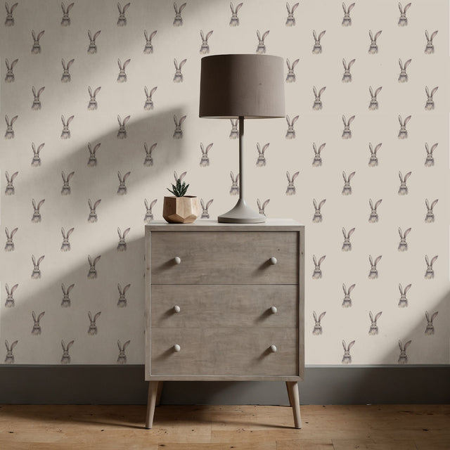 Gentle Hoppers | Cute Neutral Baby Bunny Nursery Wallpaper Wallpaper Sckribbles
