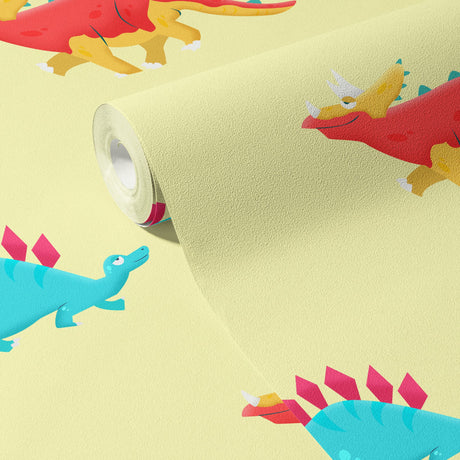 Chomp & Stomp | Colorful Fun Boy's Room Dinosaur Wallpaper Wallpaper Sckribbles