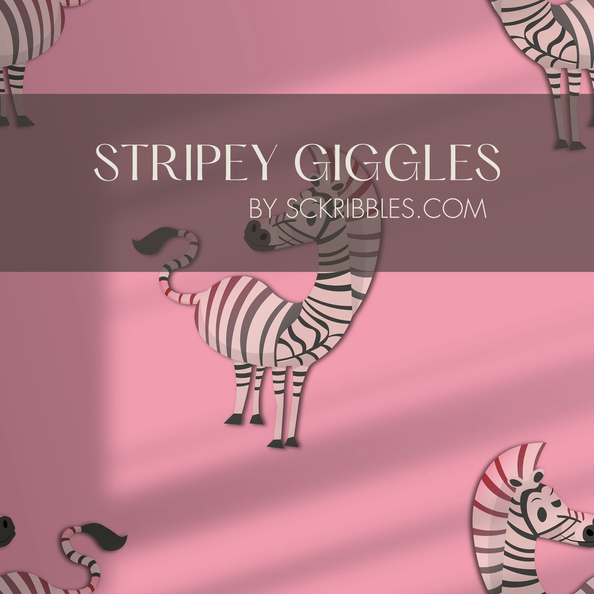 Stripey Giggles | Cute Pink Girl's Room Zebra Wallpaper Wallpaper Sckribbles