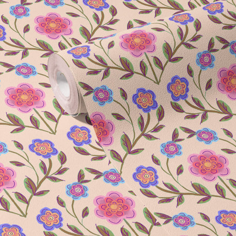 Wildflower Whimsy | Cute Pink Feminine Floral Wallpaper Wallpaper Sckribbles