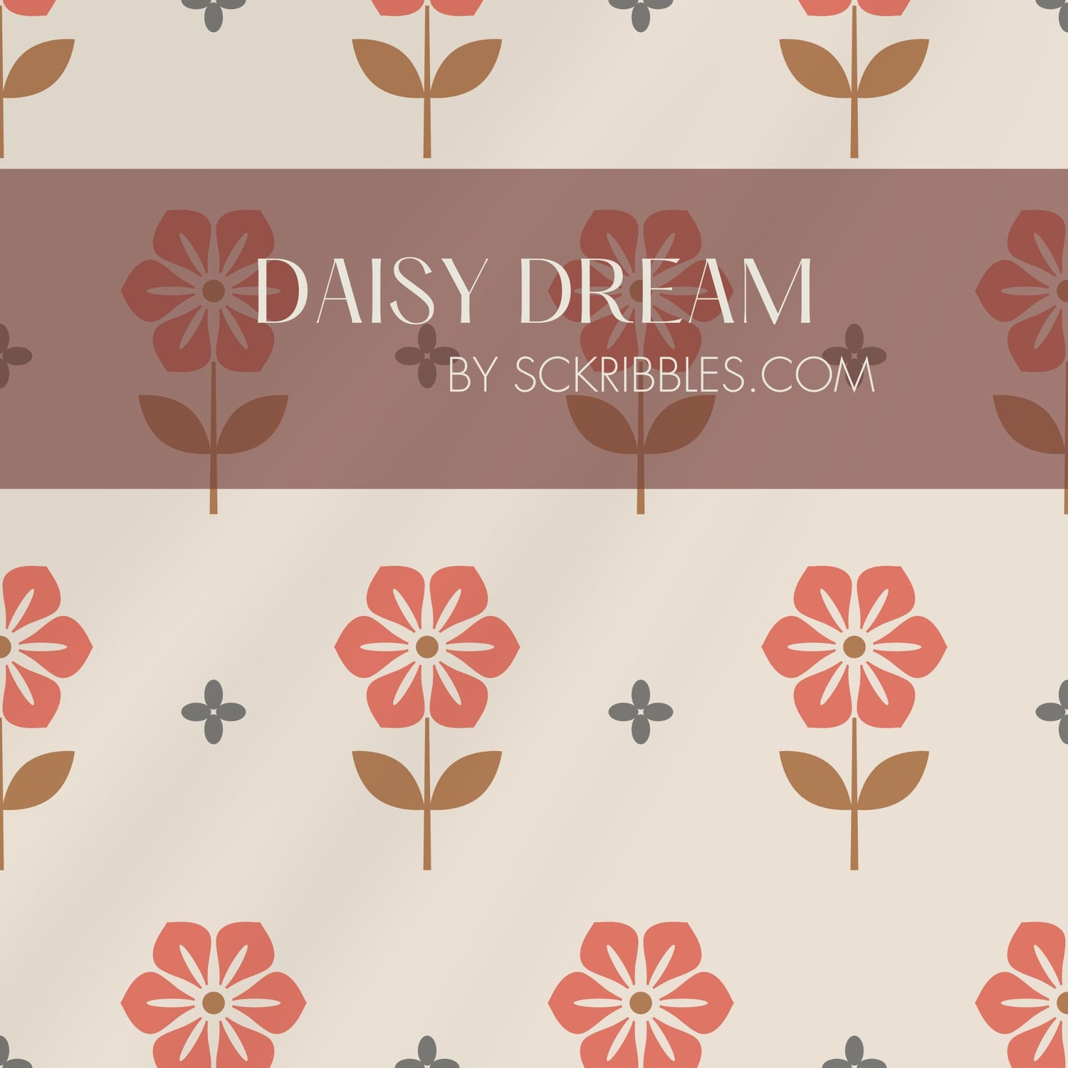 Daisy Dream | Cute & Pretty Retro Flowers Wallpaper Wallpaper Sckribbles Traditional - (Non-Woven) Sample 14'' x 14'' (35 x 35 cm)