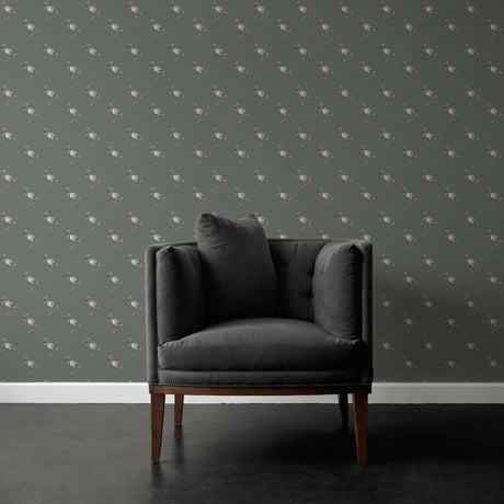 Tropical Tots | Gender-Neutral Green Flamingo Nursery Wallpaper Wallpaper Sckribbles