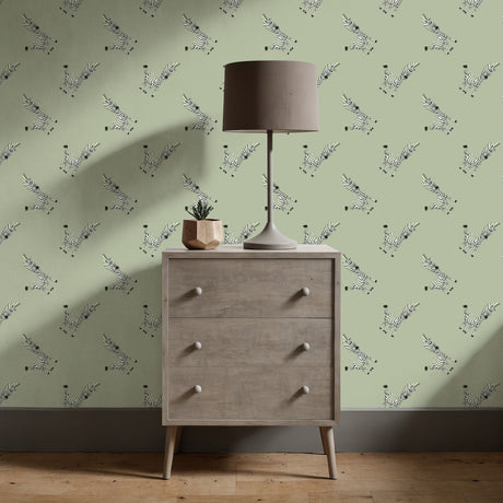 Little Stripes | Cute Light Green Zebra Children's Room Wallpaper Wallpaper Sckribbles