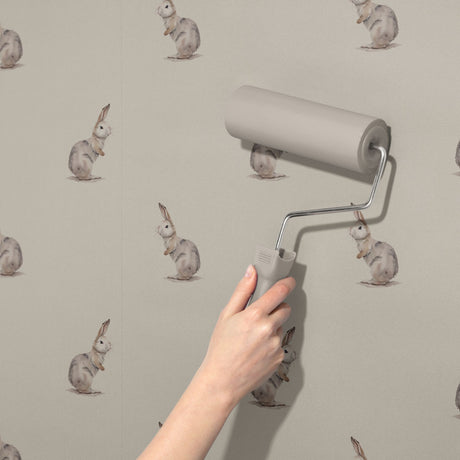 Bunny Bliss | Sweet Cute Neutral Rabbit Nursery Wallpaper Wallpaper Sckribbles