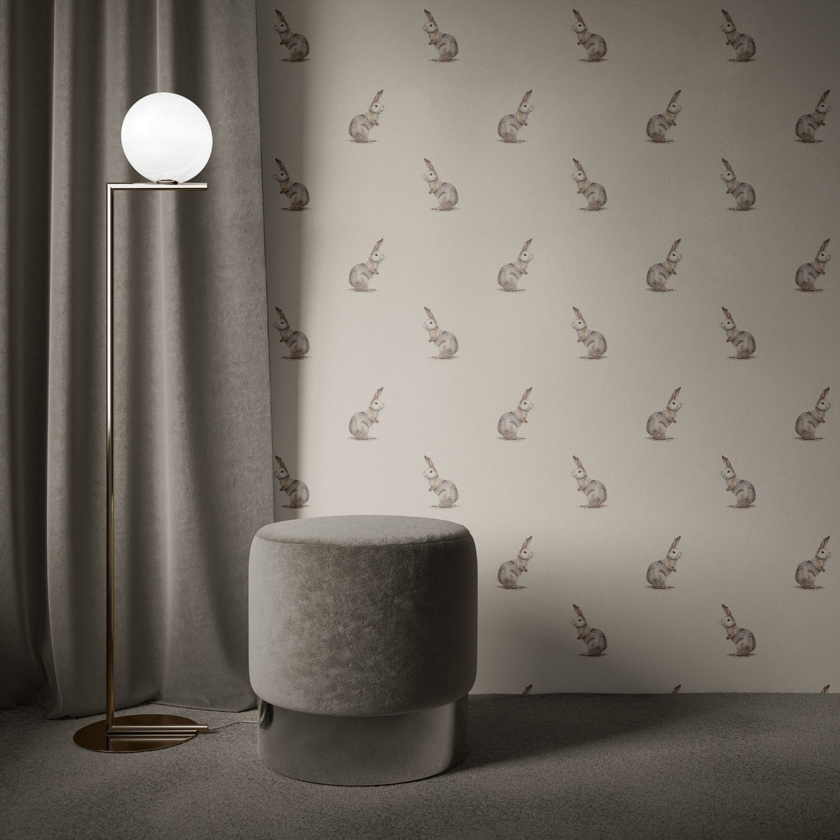 Bunny Bliss | Sweet Cute Neutral Rabbit Nursery Wallpaper Wallpaper Sckribbles