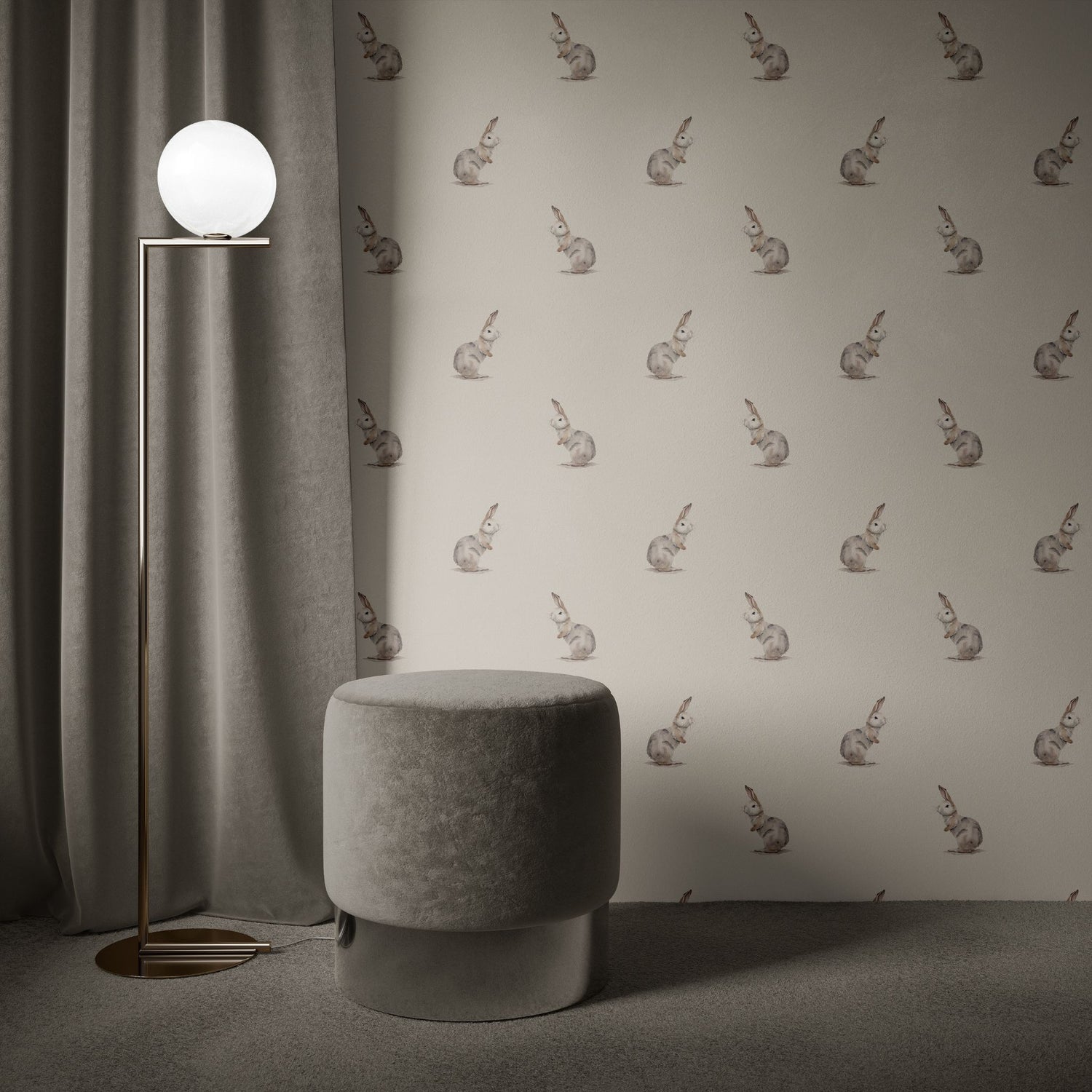Bunny Bliss | Sweet Cute Neutral Rabbit Nursery Wallpaper Wallpaper Sckribbles