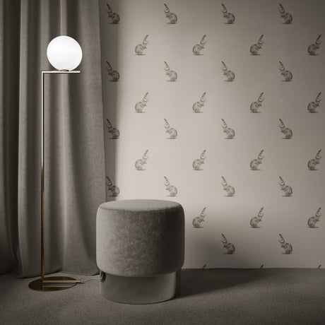 Bunny Bliss | Sweet Cute Neutral Rabbit Nursery Wallpaper Wallpaper Sckribbles