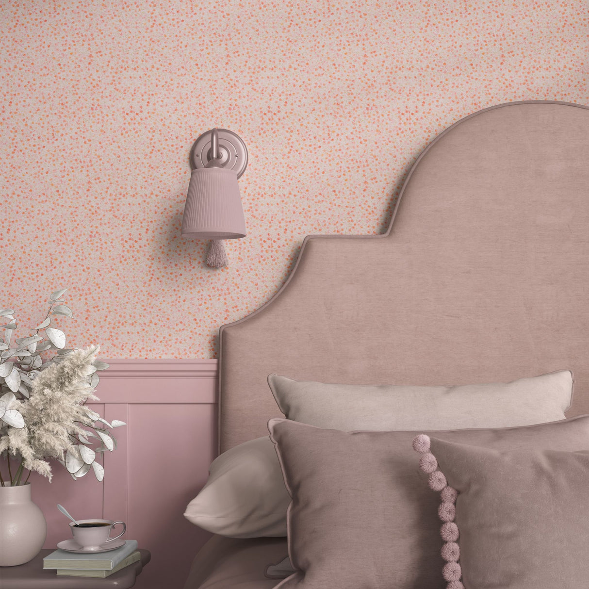 Sweet Peach | Cute Feminine Coral Pink Floral Wallpaper Wallpaper Sckribbles