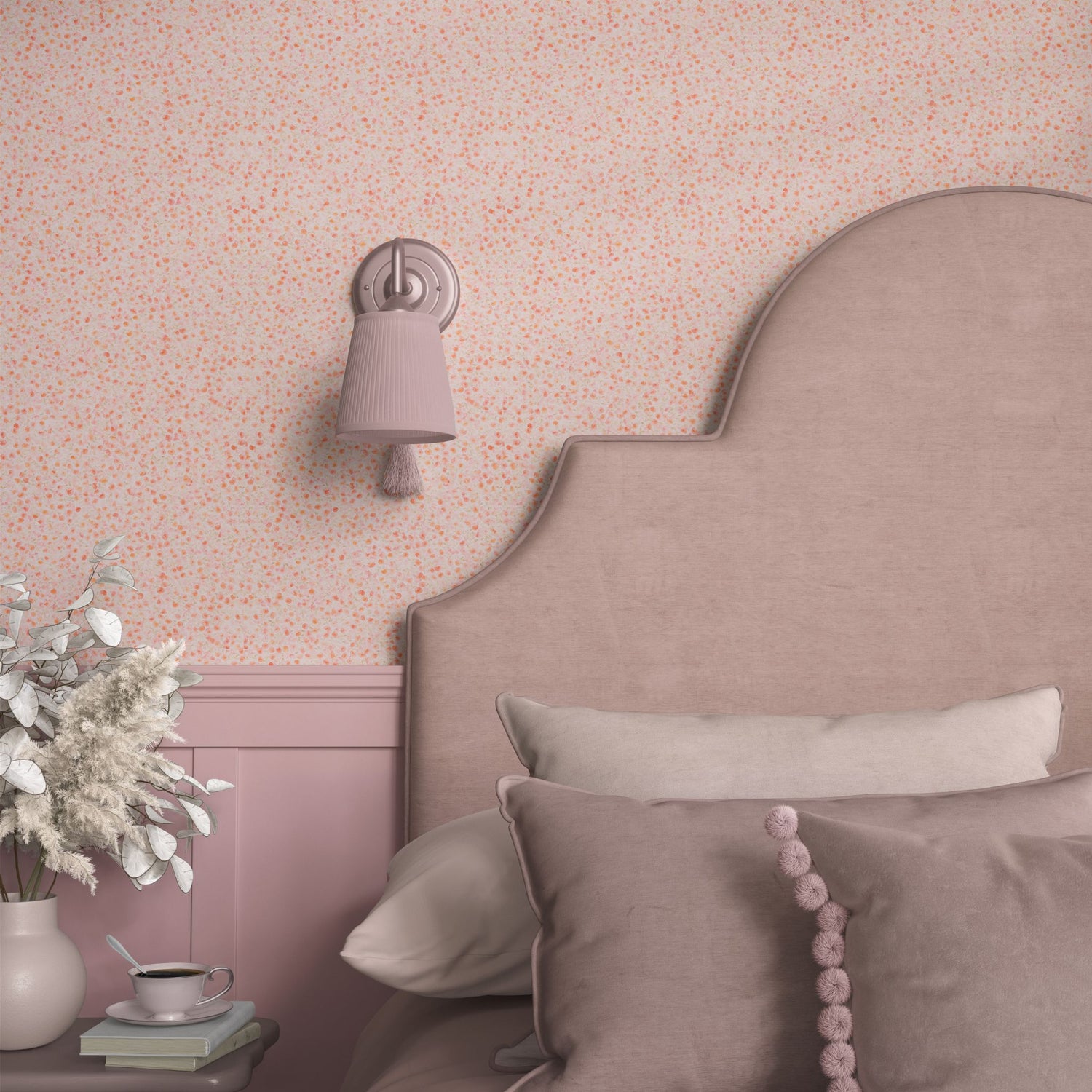 Sweet Peach | Cute Feminine Coral Pink Floral Wallpaper Wallpaper Sckribbles