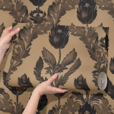 Antique Floral | Neutral Vintage Botanical Damask Wallpaper Wallpaper Sckribbles