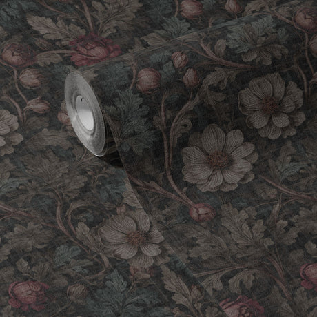 Nocturnal Botanica | Dark Academia Dramatic Moody Floral Wallpaper Wallpaper Sckribbles