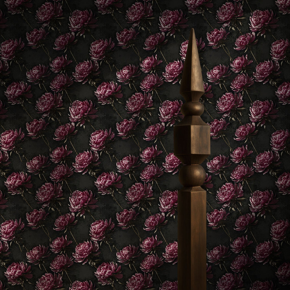 Distressed Peony | Dark Moody Floral Wallpaper Wallpaper Sckribbles Signature - Premium Non-Woven Roll - 24 in x 32.8 ft (61 cm × 10 m)