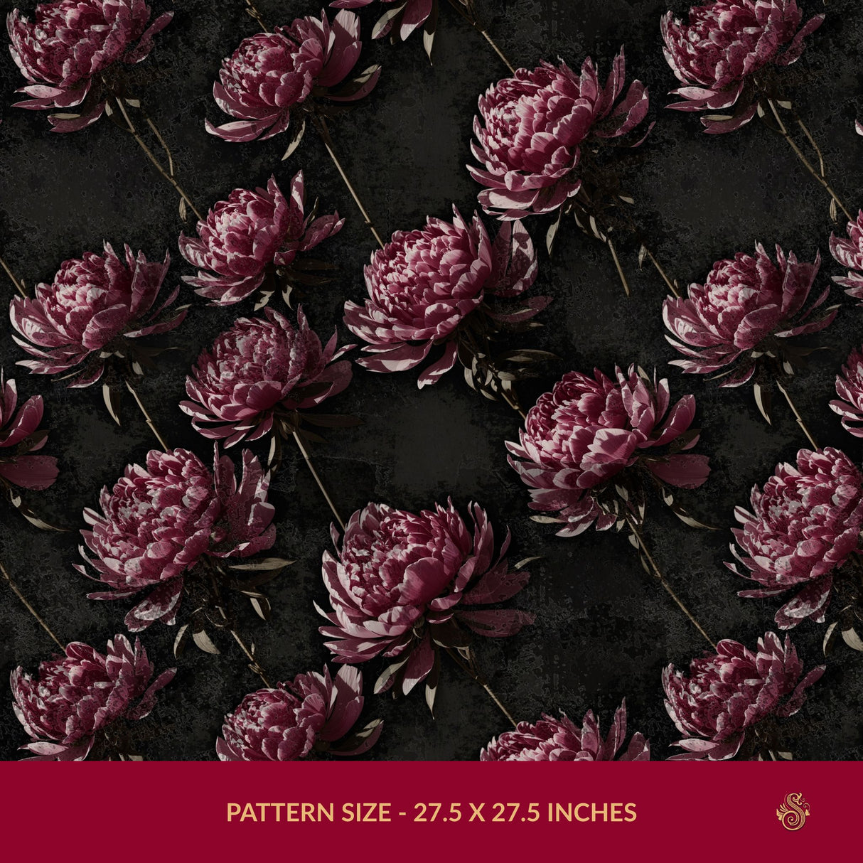 Distressed Peony | Dark Moody Floral Wallpaper Wallpaper Sckribbles Signature - Premium Non-Woven Roll - 27.5 in x 32.8 ft (70 cm × 10 m)