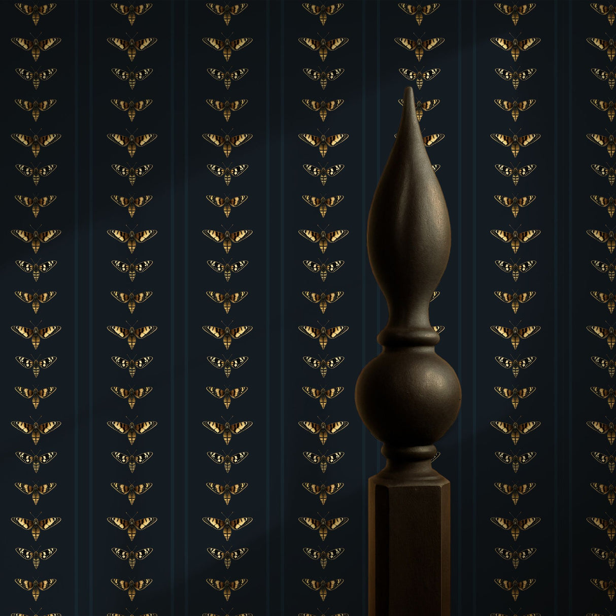 Midnight Moth | Dark Blue Striped Insect Wallpaper Wallpaper Sckribbles