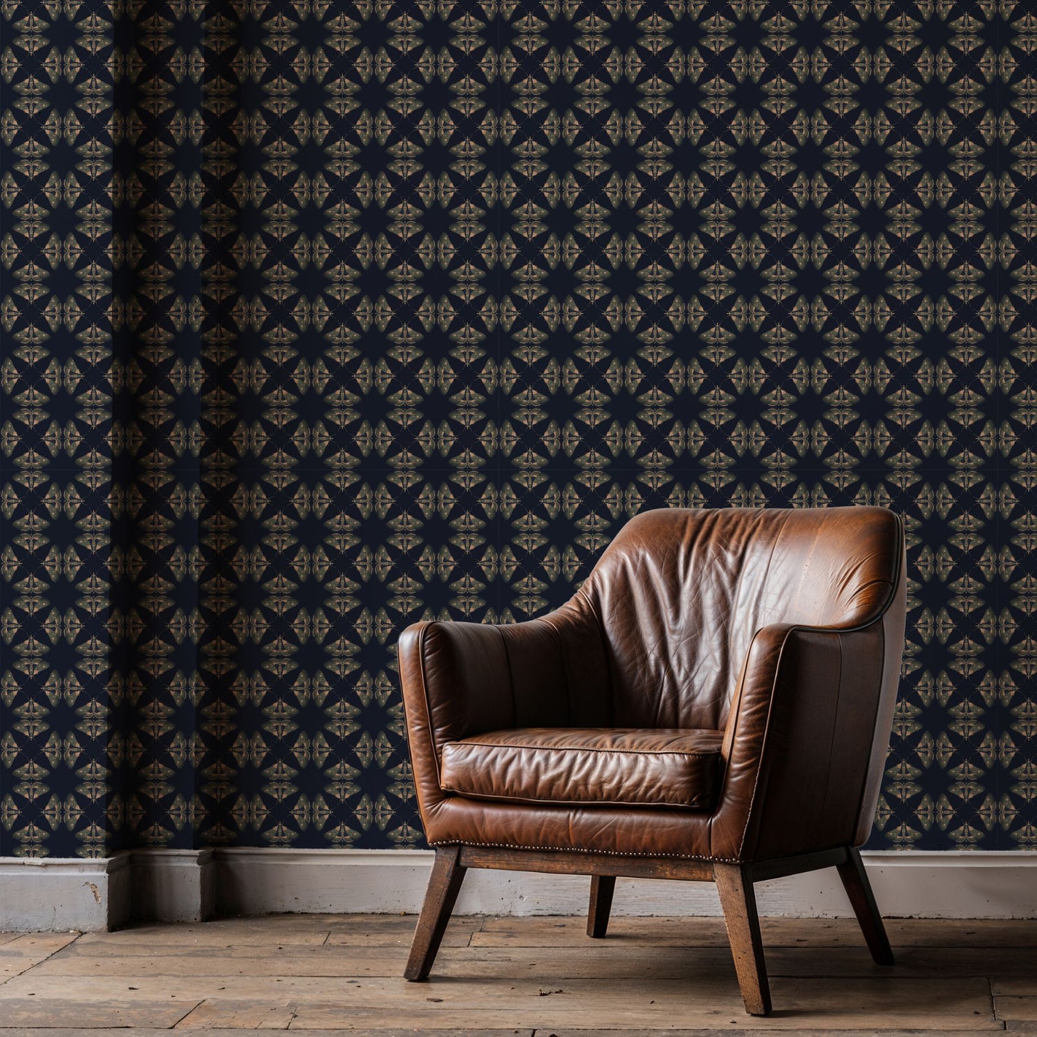 Moth Matrix | Moody Dark Academia Geometrical Moth Wallpaper Wallpaper Sckribbles