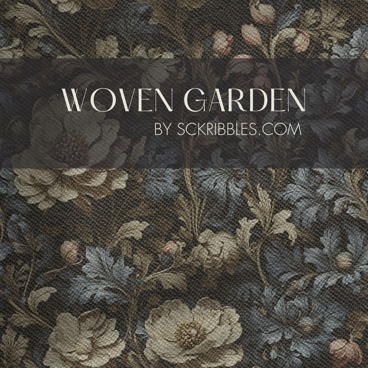 Woven Garden | Muted Moody Botanical Dark Floral Wallpaper Wallpaper Sckribbles