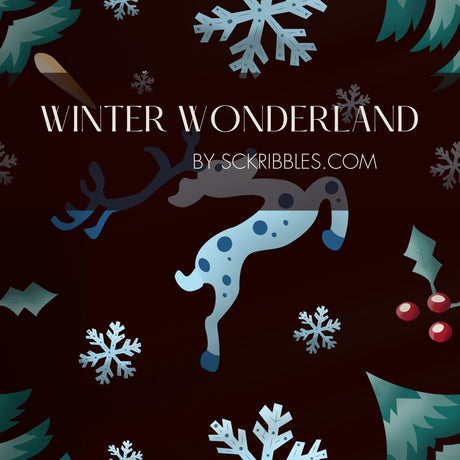 Winter Wonderland | Dark Brown & Blue Christmas Holiday Wallpaper Wallpaper Sckribbles