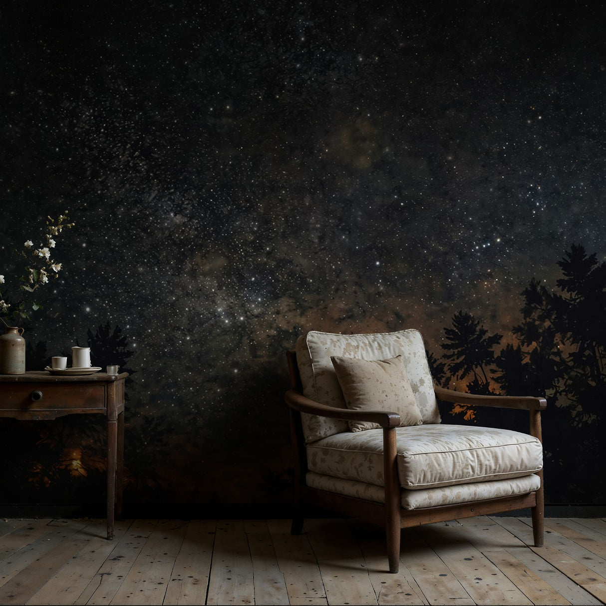 Midnight Cosmos | Dark Celestial Star Landscape Wallpaper Mural Wallpaper Mural Sckribbles