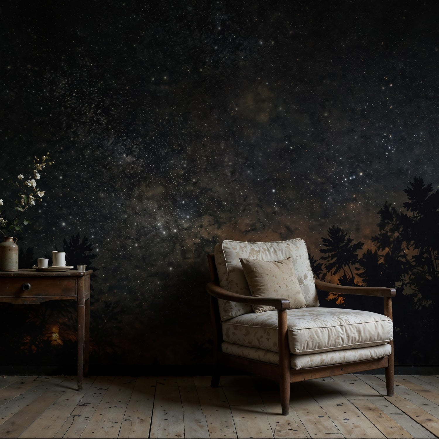 Midnight Cosmos | Dark Celestial Star Landscape Wallpaper Mural Wallpaper Mural Sckribbles
