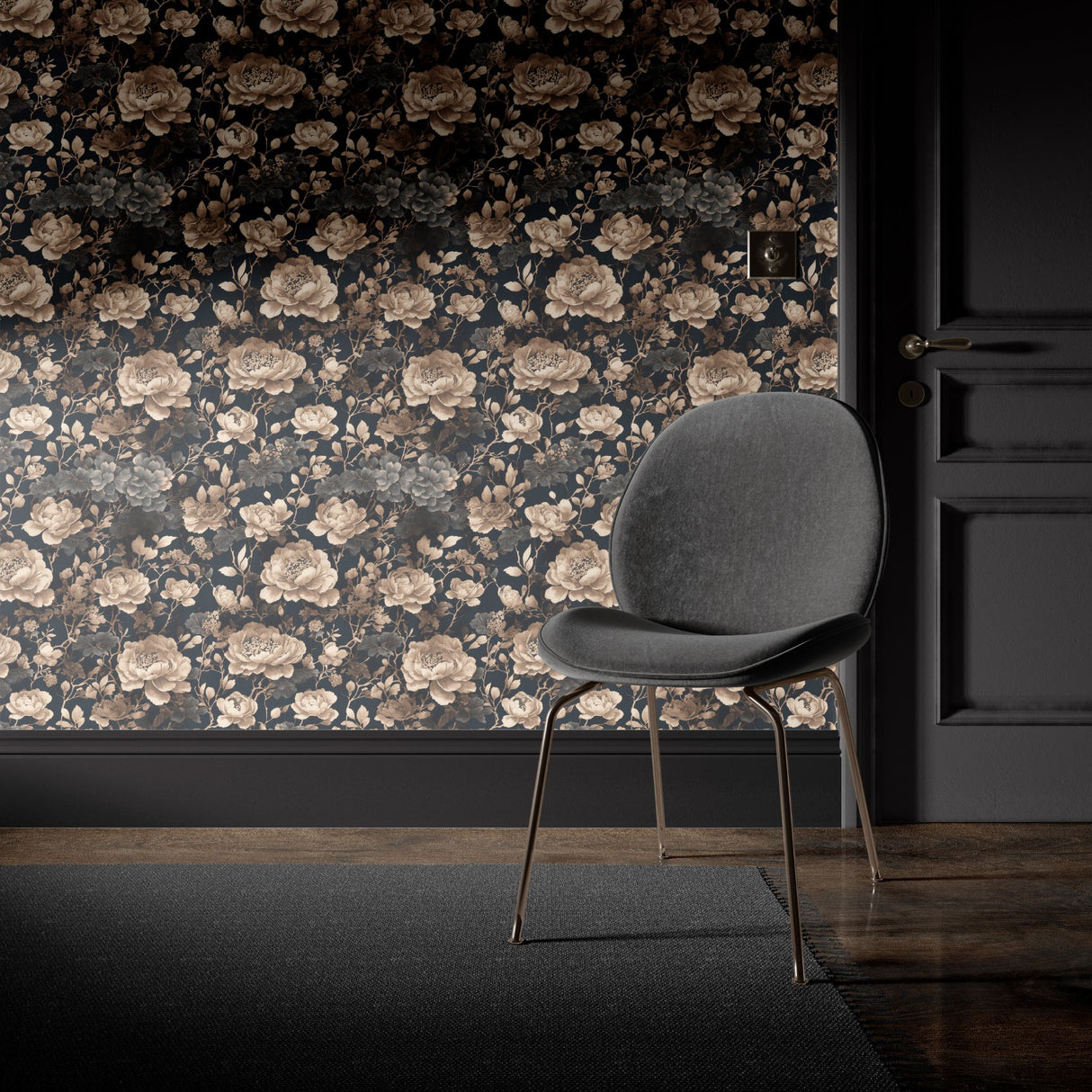 Deluxe Florals | Dark Floral Chinoiserie Wallpaper Wallpaper Sckribbles