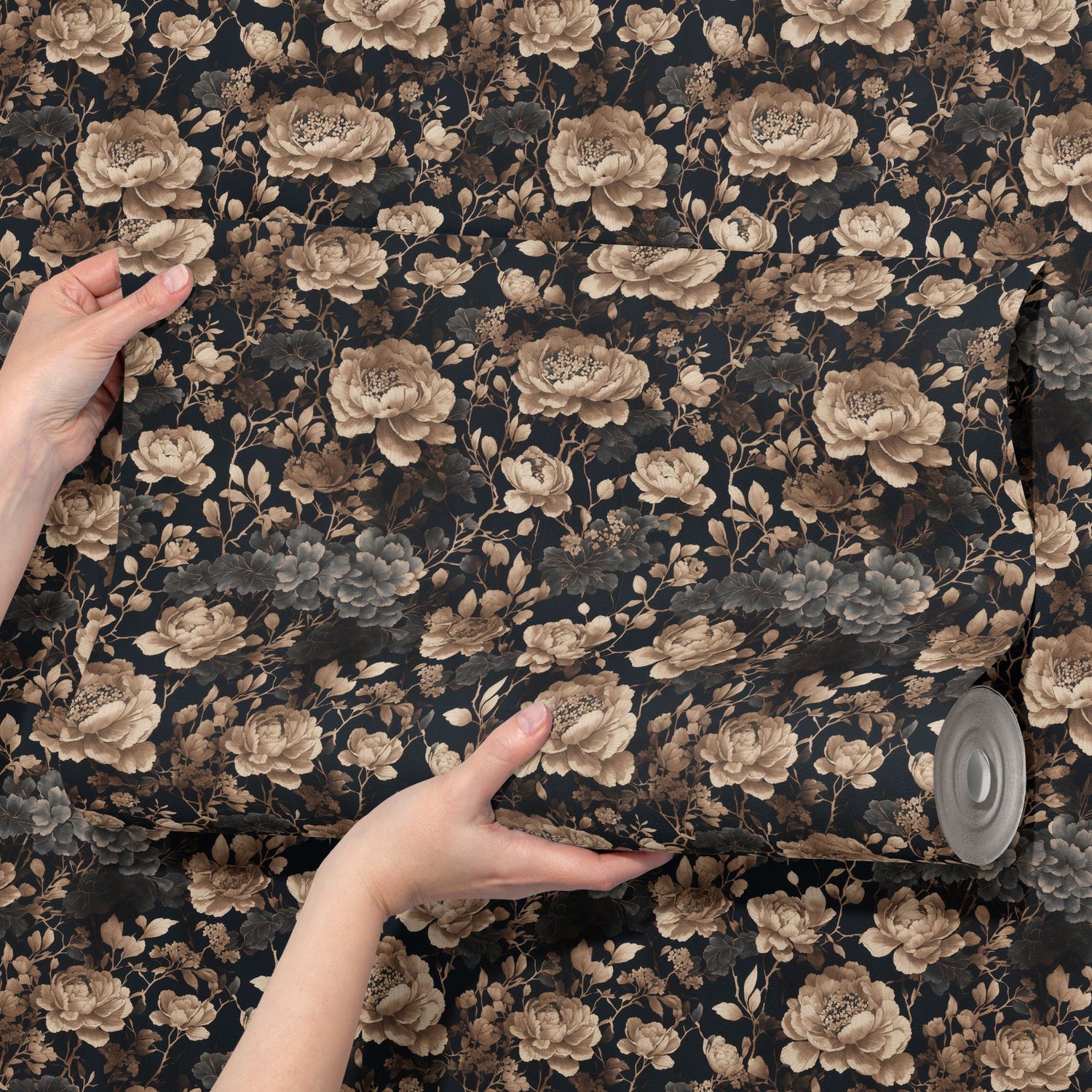 Deluxe Florals | Dark Floral Chinoiserie Wallpaper Wallpaper Sckribbles