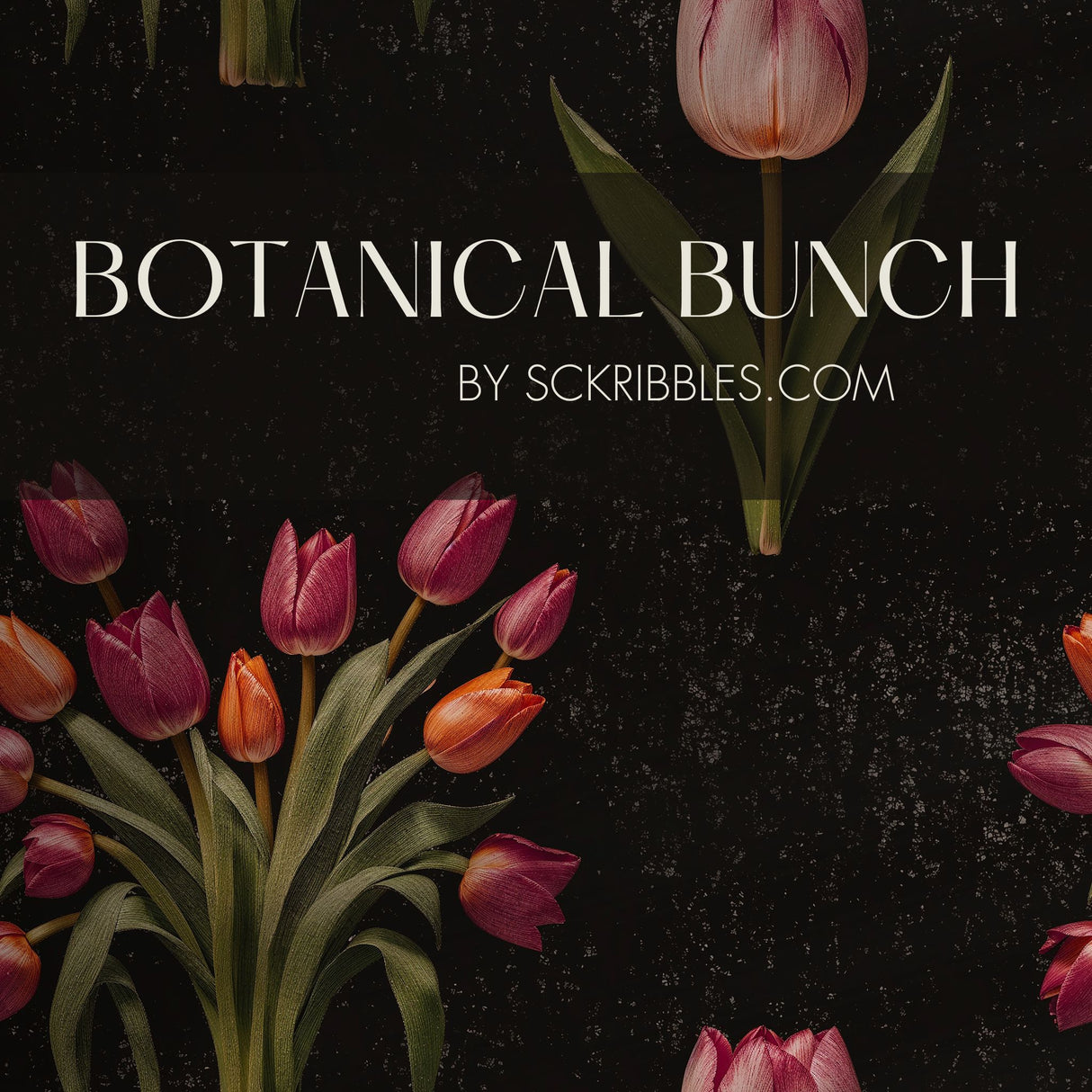 Botanical Bunch | Dark Moody Tulip Floral Wallpaper Wallpaper Sckribbles