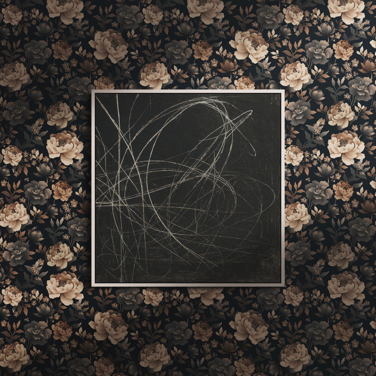 Moonlit Garden | Dark Academia Moody Floral Wallpaper Wallpaper Sckribbles