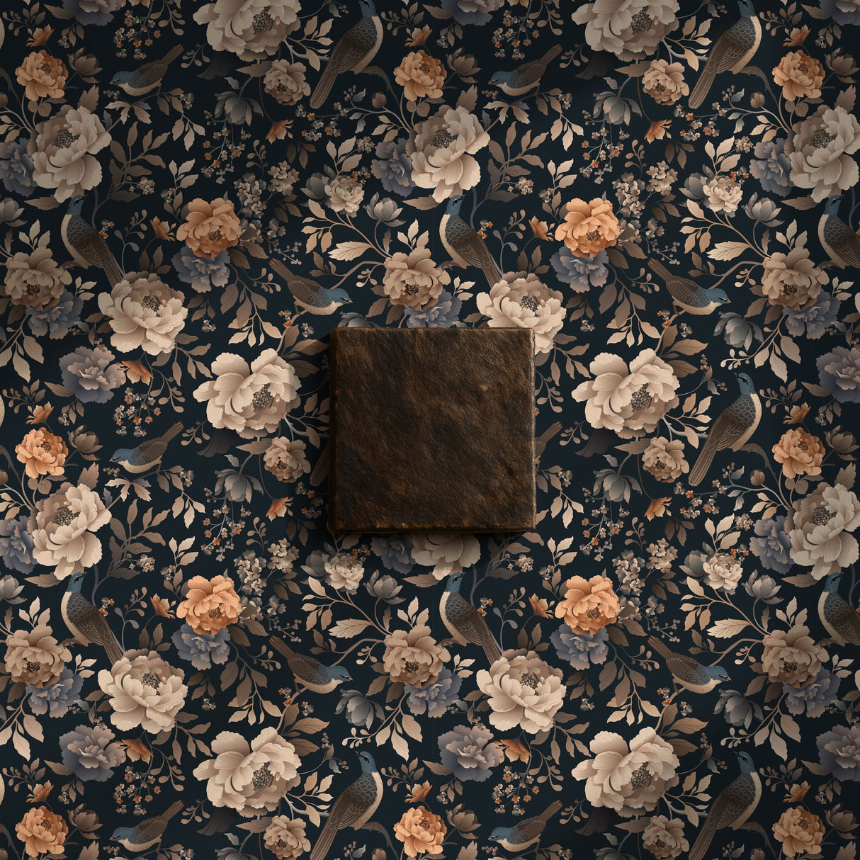 Nocturne Bloom | Dark Floral Moody Bird Wallpaper Wallpaper Sckribbles