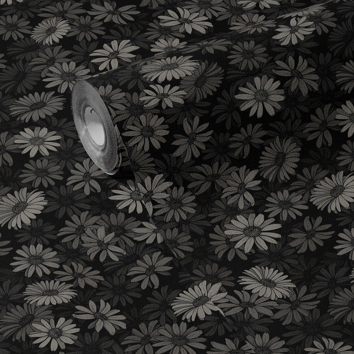 Twilight Bouquet | Dark Moody Gray Floral Wallpaper Wallpaper Sckribbles