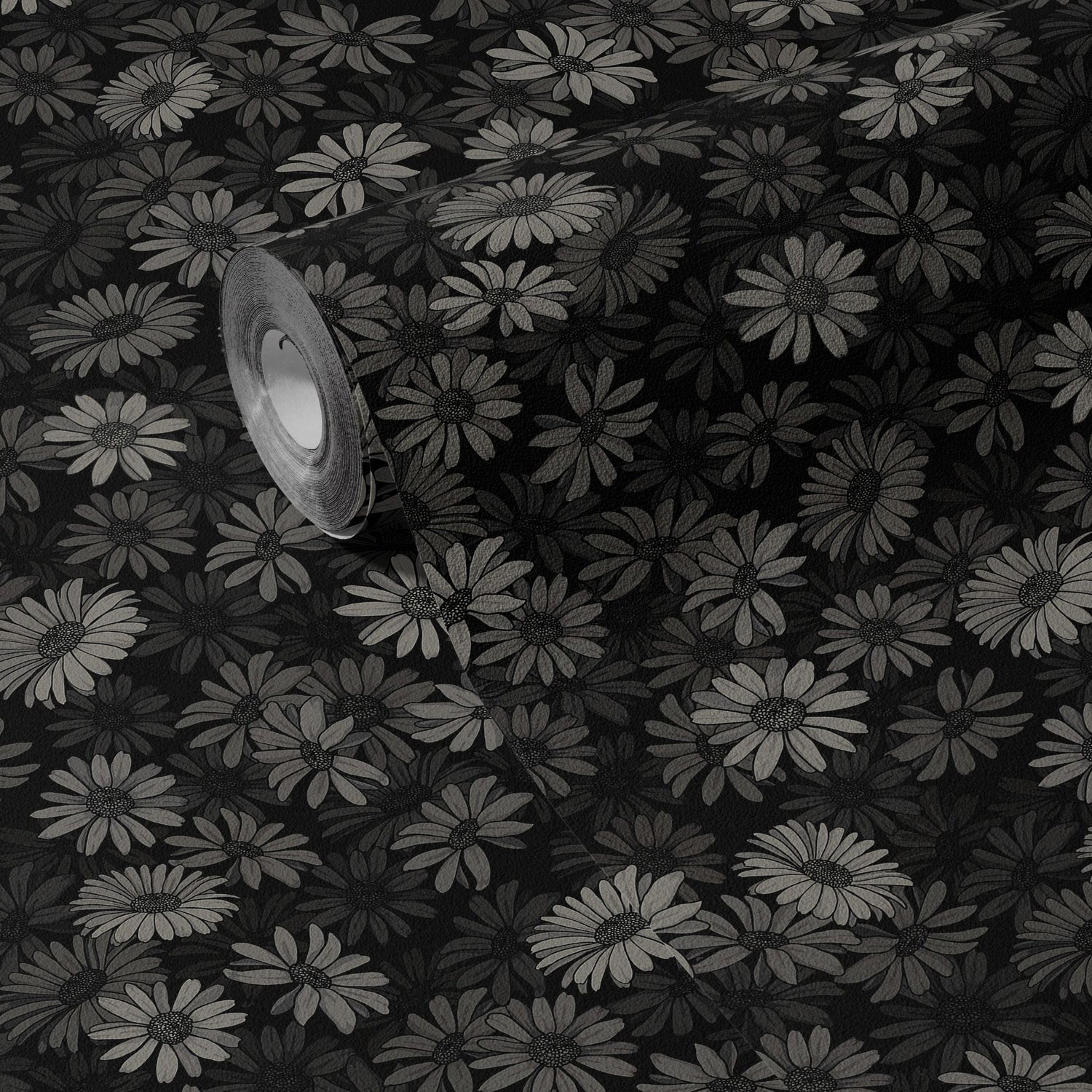 Twilight Bouquet | Dark Moody Gray Floral Wallpaper Wallpaper Sckribbles